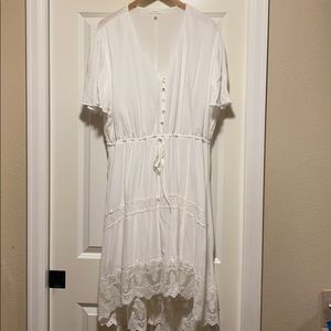 White Casual Lace Boho Midi Dress XXL